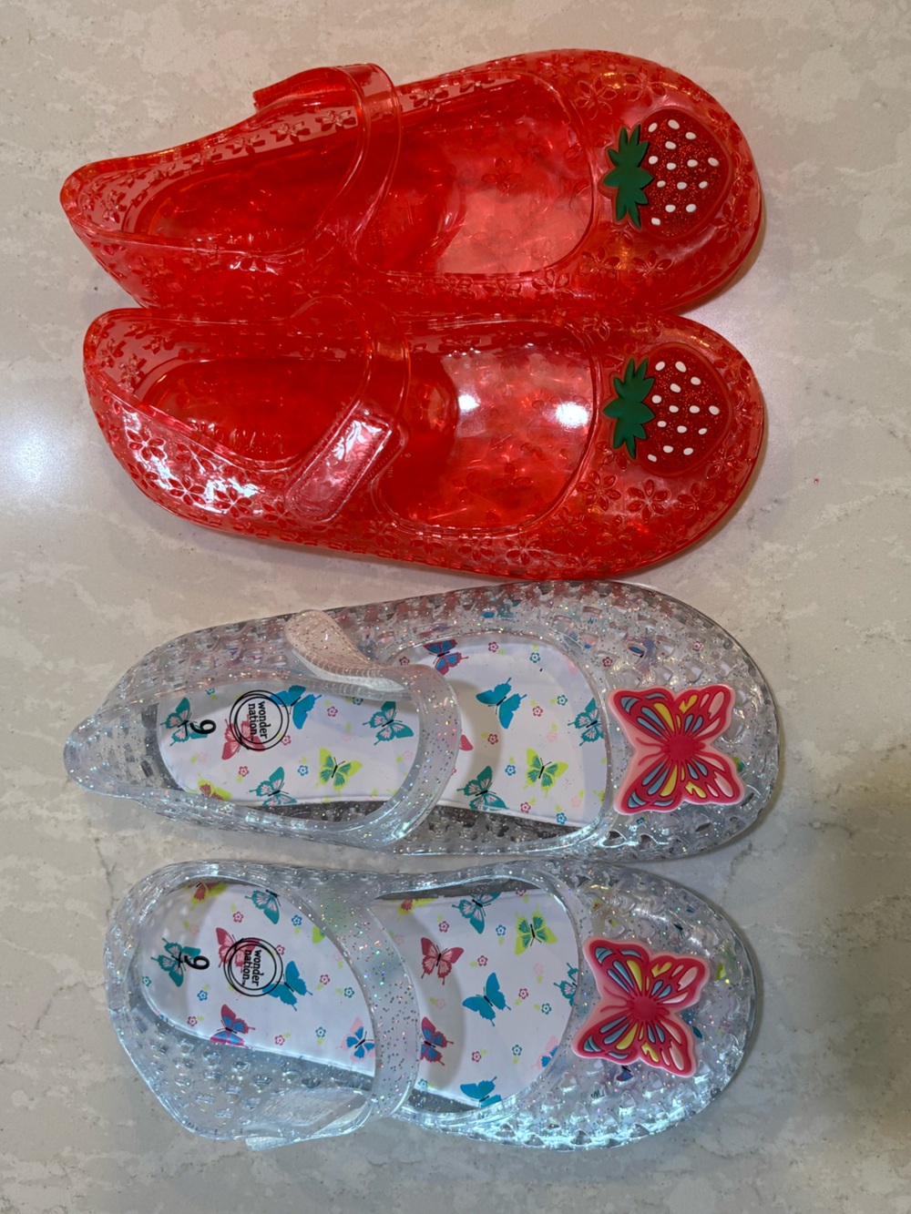 Old Navy Wonder Nation Toddler Jelly Sandals 2 Pair Strawberry Butterfly Sz 9
